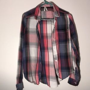 Multicolored long sleeved collared button up.